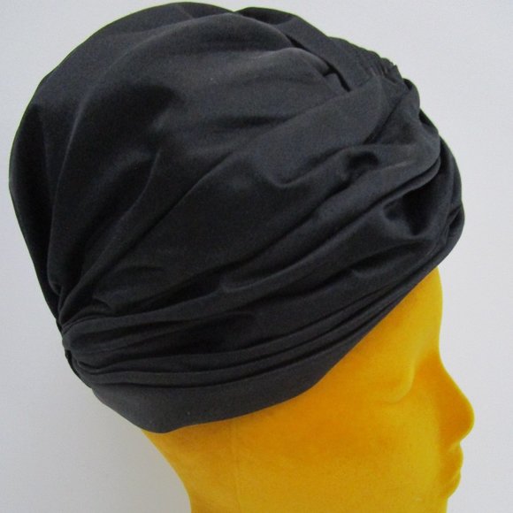 Black Silk Turban Hat Bespoken Private Collection Church - Picture 8 of 9